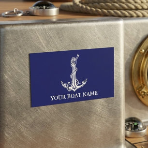 Carte Magnétique Nom de bateau à corde d'ancre nautique vintage