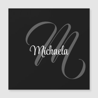Carte Magnétique Nom initial de monogramme moderne minimaliste