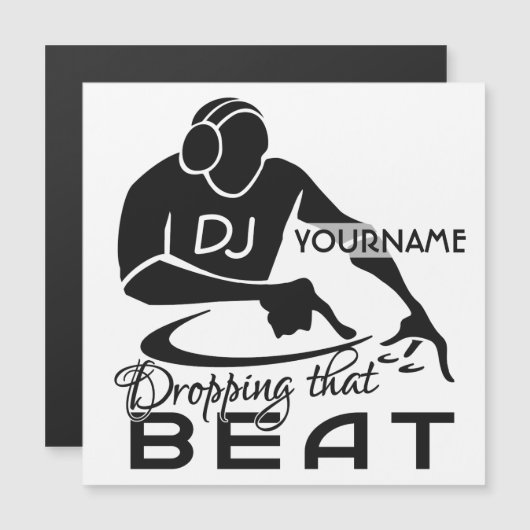Carte Magnétique Nom personnalisé Music DJ (Devant / Derrière)