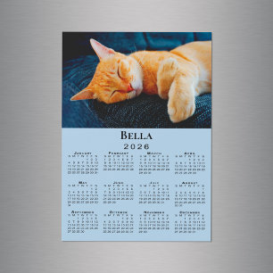 Carte Magnétique Nom photo personnalisé Light Blue 2026 Calendrier