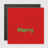 Carte Magnétique Nom vert joyeux sur fond rouge (Devant / Derrière)