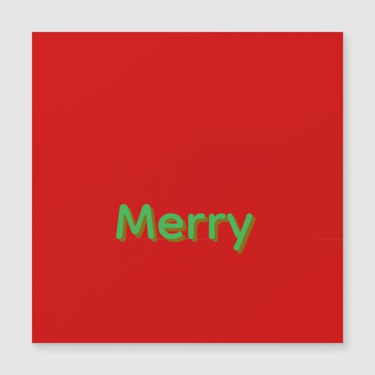 Carte Magnétique Nom vert joyeux sur fond rouge (Devant)