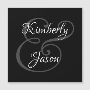 Carte Magnétique Noms de couple DIY, écriture blanche et grise sur 