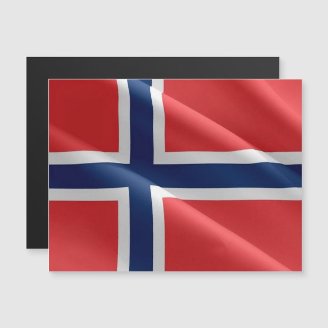 Carte Magnétique Norvège - Drapeau d'agitation - (Devant / Derrière)