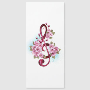 Carte Magnétique Notes de clé de sol musicales avec fleurs de Sakur