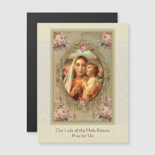 Carte Magnétique Notre Madame des roses roses de Jésus de chapelet