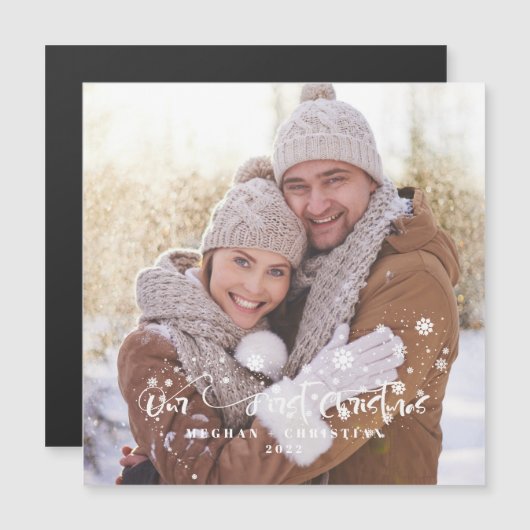 Carte Magnétique Notre premier Magne de Noël (Devant / Derrière)