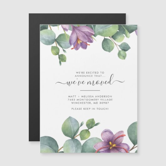 Carte Magnétique Nous avons déplacé Eucalyptus Green Nouvelle adres (Devant / Derrière)