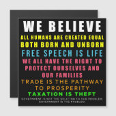 Carte Magnétique Nous croyons l'aimant (Devant / Derrière)