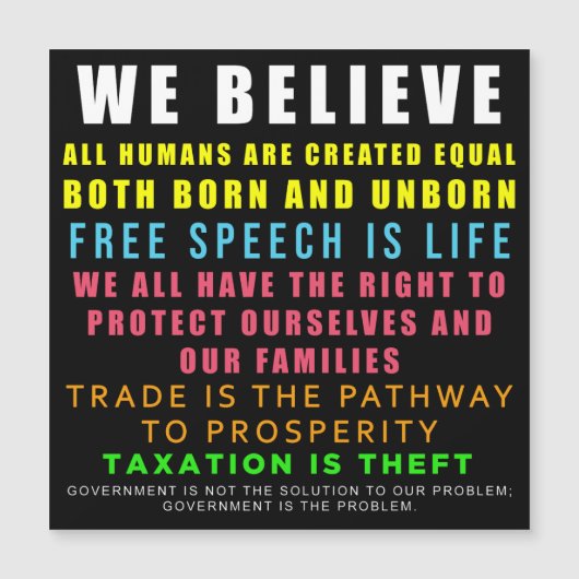 Carte Magnétique Nous croyons l'aimant (Devant)