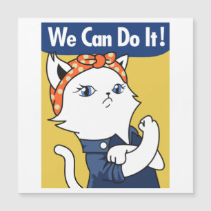 Carte Magnétique Nous Pouvons Le Faire ! Chat blanc Rosie le Rivete