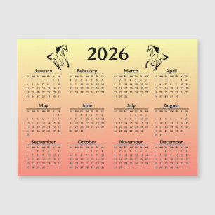 Carte Magnétique Nouvel An chinois du Cheval 2026 Calendrier 