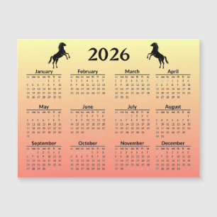 Carte Magnétique Nouvel An chinois du Cheval 2026 Calendrier 