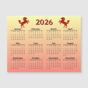 Carte Magnétique Nouvel An chinois du Cheval 2026 Calendrier 