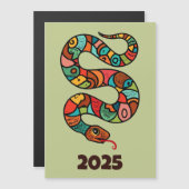 Carte Magnétique Nouvel An Chinois Du Serpent À Bois 2025 (Devant / Derrière)