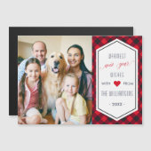 Carte Magnétique Nouvelles années de Buffalo de plaid de vacances (Devant / Derrière)