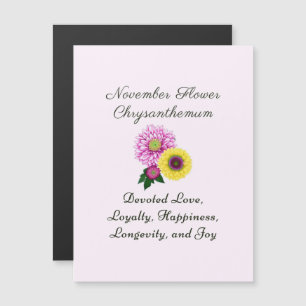 Carte Magnétique Novembre Mois de naissance Fleur Chrysanthème