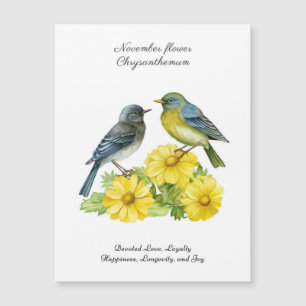 Carte Magnétique Novembre Mois de naissance Fleur Chrysanthème Oise