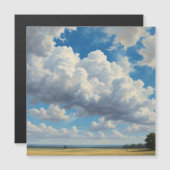 Carte Magnétique Nuages Blancs et Ciel Bleu Clair (Devant / Derrière)