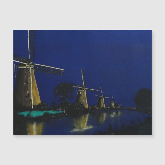 Carte Magnétique Nuit à Kinderdijk (Devant)