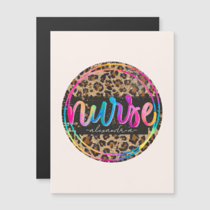 Carte Magnétique "Nurse - Love, Inspire, Heal" en couleur arc-en-ci