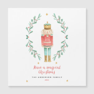 Carte Magnétique Nutcracker aquarelle botanique joli Noël