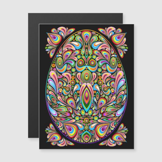 Carte Magnétique Œuf de Pâques Design Psychédélique (Devant / Derrière)