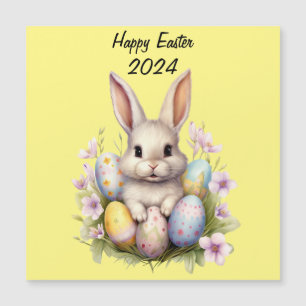Carte Magnétique Oeufs de Pâques et lapin de Pâques