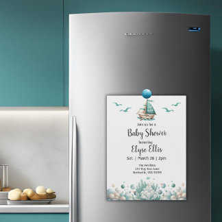 Carte Magnétique "Oh, bébé" Rustique Baby shower bleu marine