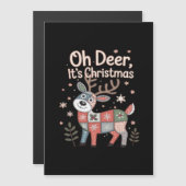 Carte Magnétique Oh cerf c'est Noël Mini Carrés Patchwork  (Devant / Derrière)