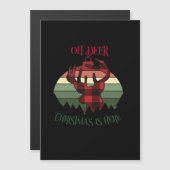 Carte Magnétique Oh Cerf Noël Est Là Joyeux Esthétique  (Devant / Derrière)
