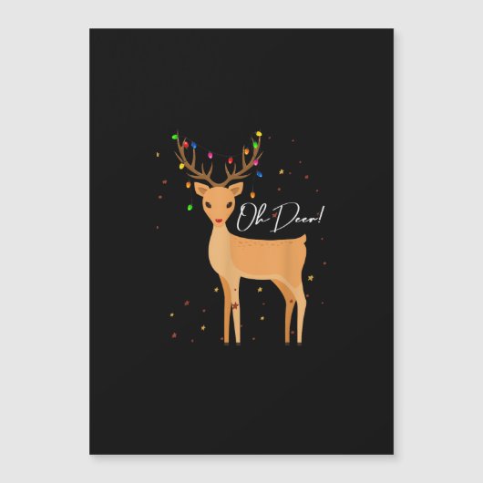 Carte Magnétique Oh Deer Christmas Light Pajama Cute Reindeer Holid (Devant)
