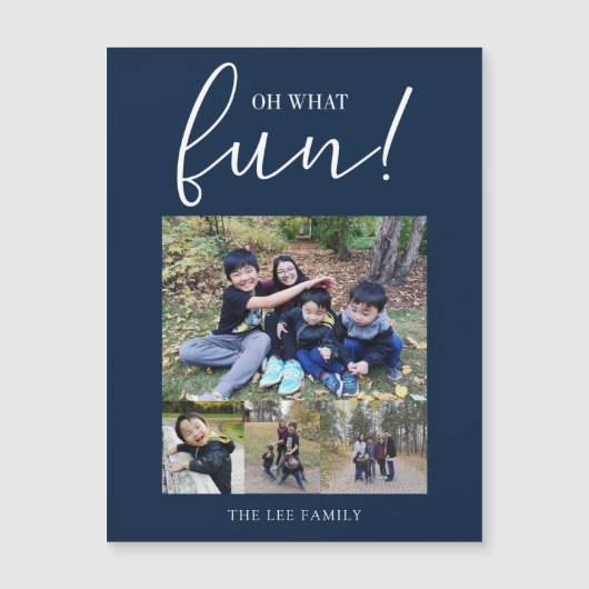 Carte Magnétique Oh What Fun Holiday Photo Modern Blue Christmas (Devant)