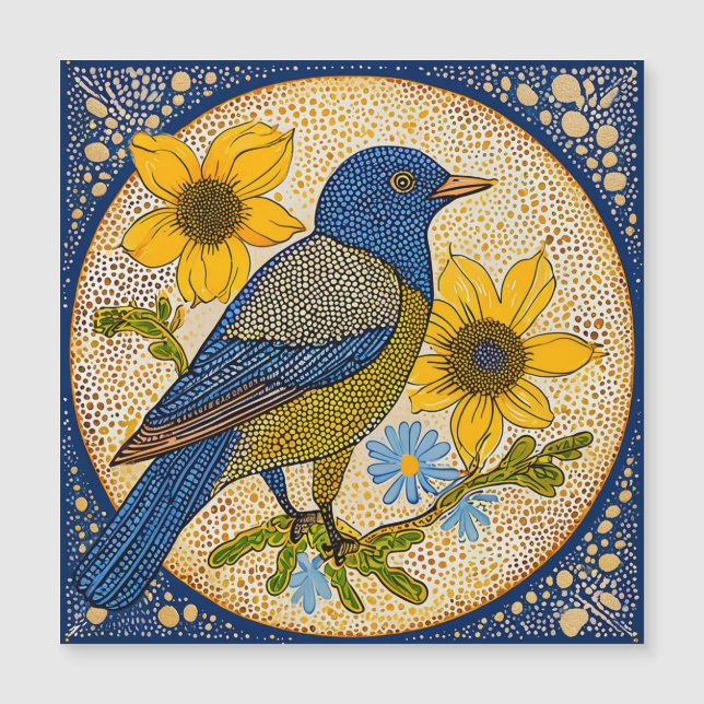 Carte Magnétique Oiseau coloré  (Devant)