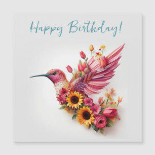 Carte Magnétique Oiseau de mer avec des fleurs Joyeux anniversaire