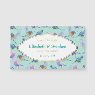 Carte Magnétique Oiseaux exotiques aquarelle avec cadre Enregistrer