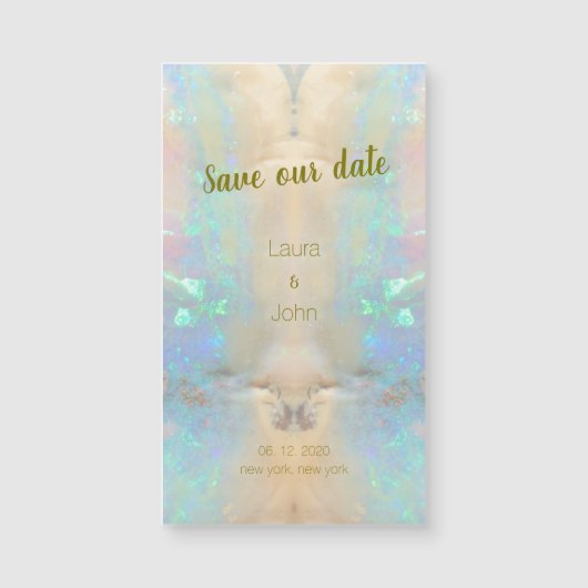 Carte Magnétique Opal Gemstone Marbre Motif Mariage Enregistrer La  (Devant)