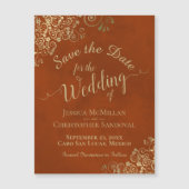 Carte Magnétique Or Calligraphie rouille Orange Enregistrer l'aiman (Devant)