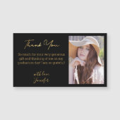 Carte Magnétique or chic merci diplôme photo aimant noir (Devant)