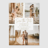 Carte Magnétique Or simple enregistrer la date 3 photo grille colla (Devant)