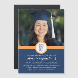 Carte magnétique Orange Blue Modern Graduation Par