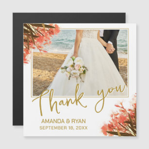 Carte Magnétique Orange Oleander Fleurs Merci photo Mariage