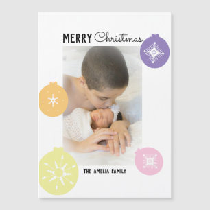 Carte Magnétique Ornements de Noël Flocons de neige Photo Fêtes