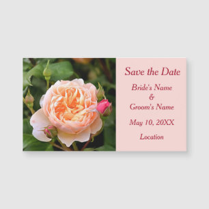 Carte Magnétique Pale Orange Rose et Buds Enregistrer la date
