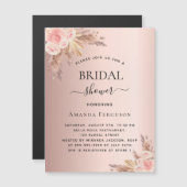 Carte Magnétique Pampas de douche nuptiale rose boho aimant invitat (Devant / Derrière)