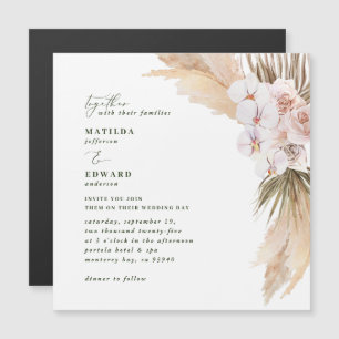 Carte Magnétique Pampas herbe palmier orchidée moderne rustique