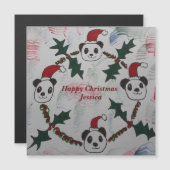 Carte magnétique Panda de Noël (Devant / Derrière)