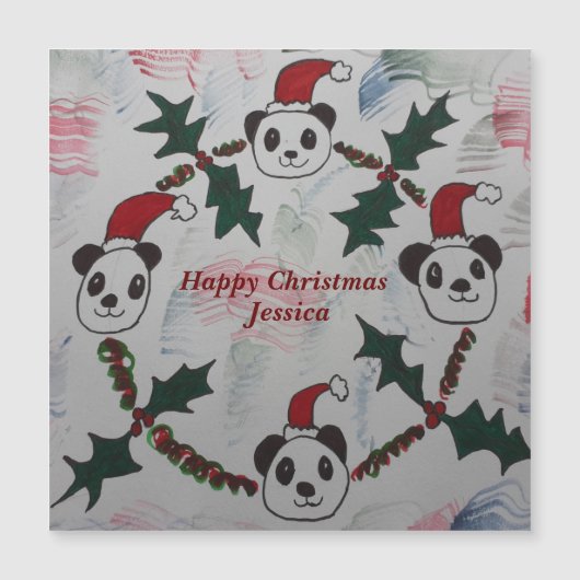 Carte magnétique Panda de Noël (Devant)