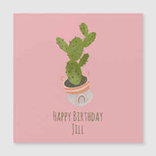 Carte Magnétique Panier arc-en-ciel de plantes de cactus dessinées
