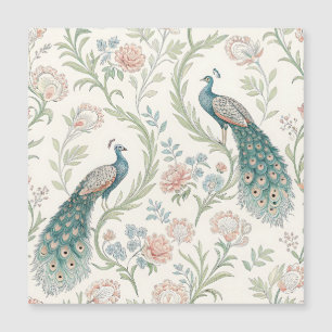 Carte Magnétique Paon Élégant Floral Vintage (1)